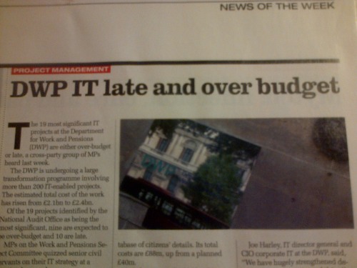 DWP headline late and over budget