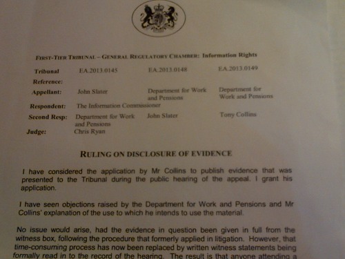 FOI tribunal grants request to publish DWP's written submission